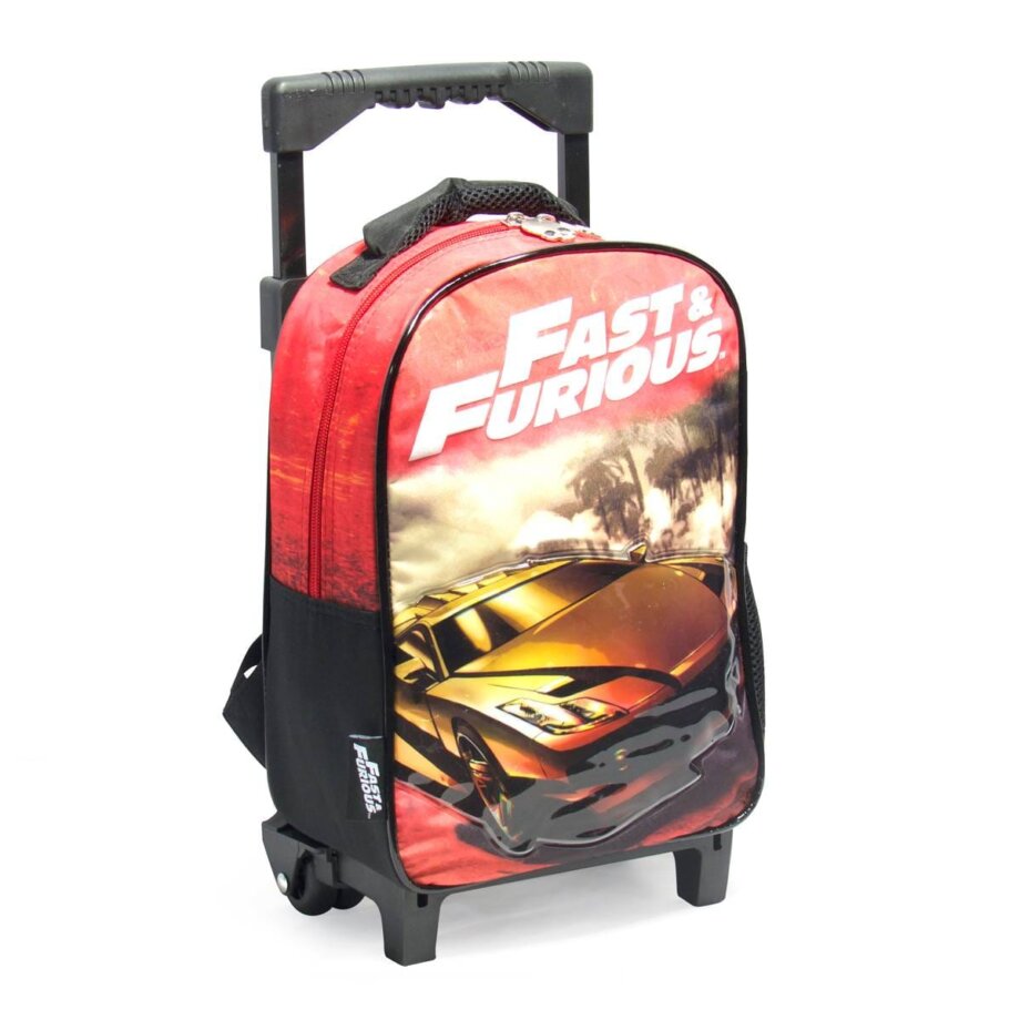 Mochila Rápidos y Furiosos con carro para jardín 12" auto en relieve "FAST & FURIOUS"