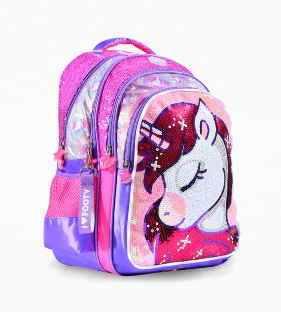Mochila Footy 18" Unicornio con lentejuelas bolsillo con luces