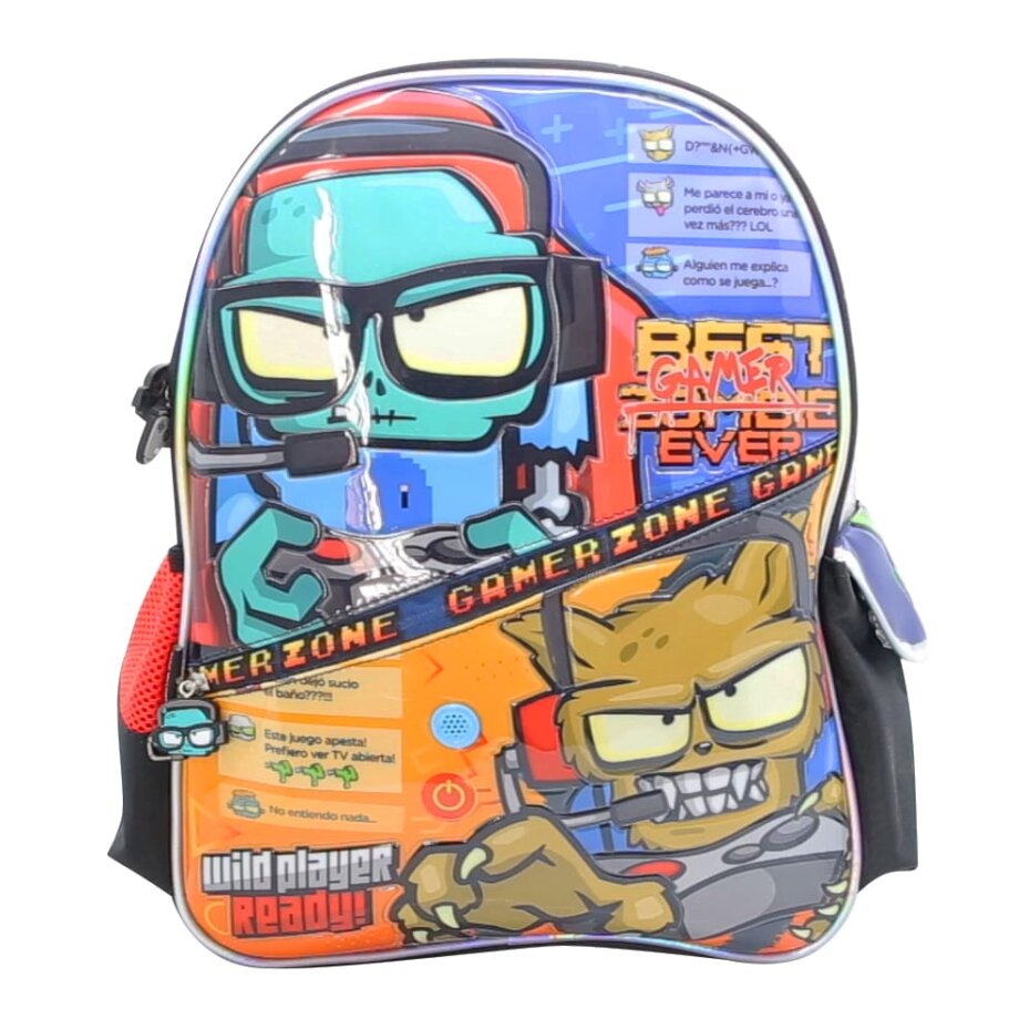 Mochila Zombies "Gamer" de 16" frente pvc con relieve