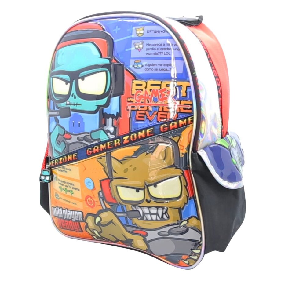 Mochila Zombies "Gamer" de 16" frente pvc con relieve