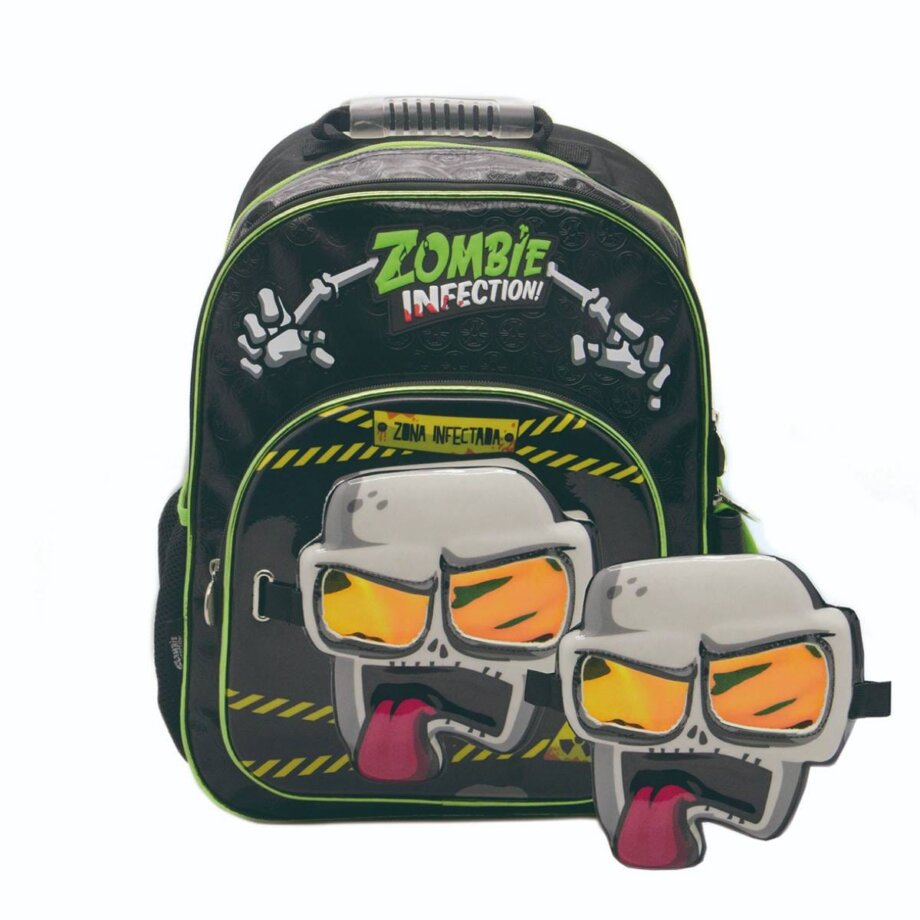 Mochila Zombie Infection! grande 16" bolsillo termoformado y con mascara de Jaime Bone