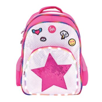 Mochila Footy grande 18" con apliques y luz led