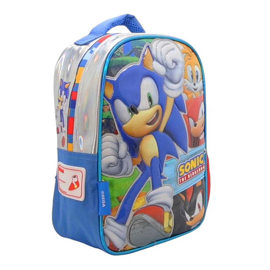 Mochila Sonic 12"para jardín frente pvc con relieve