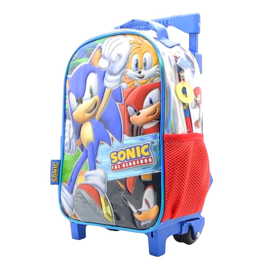 Mochila Sonic con carro para jardín 12" frente pvc con relieve