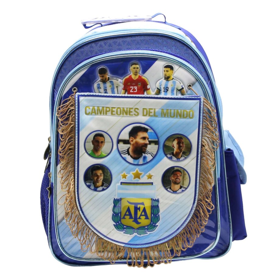 Mochila AFA campeones de espalda con banderin 16"
