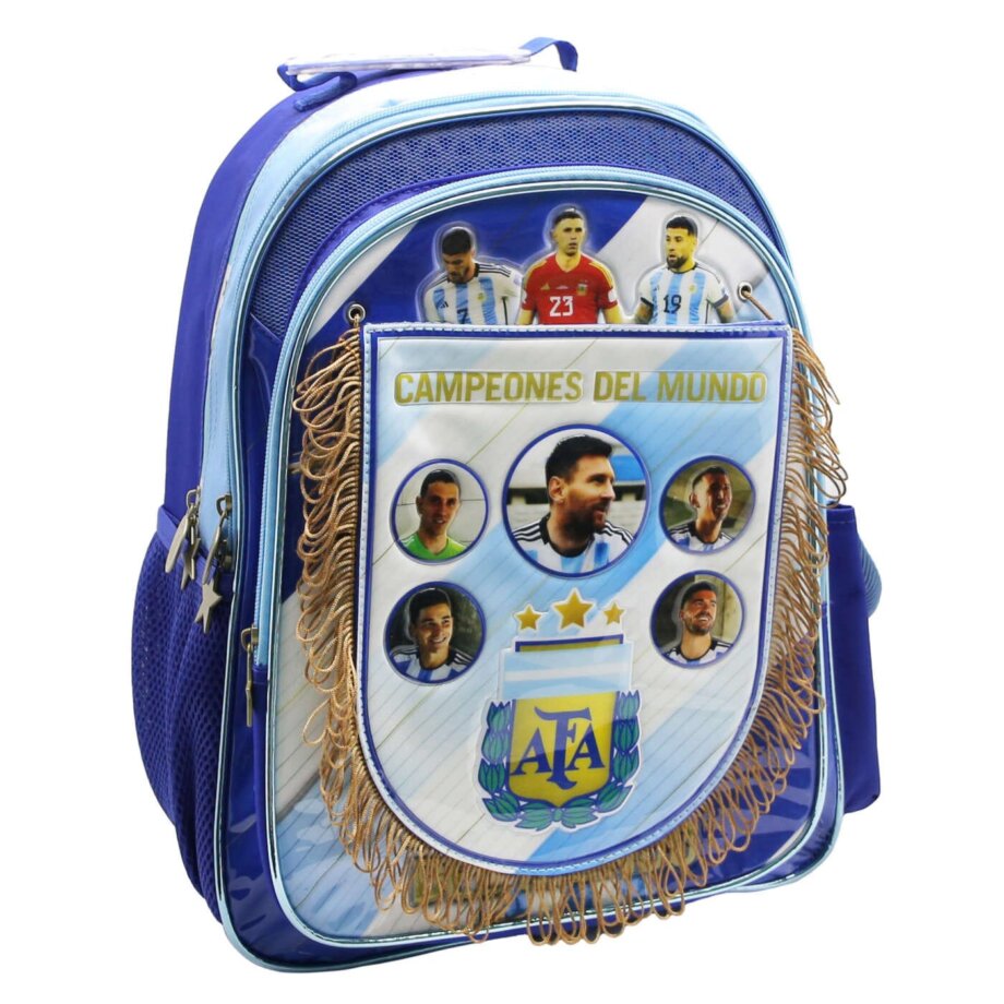 Mochila AFA campeones de espalda con banderin 16"
