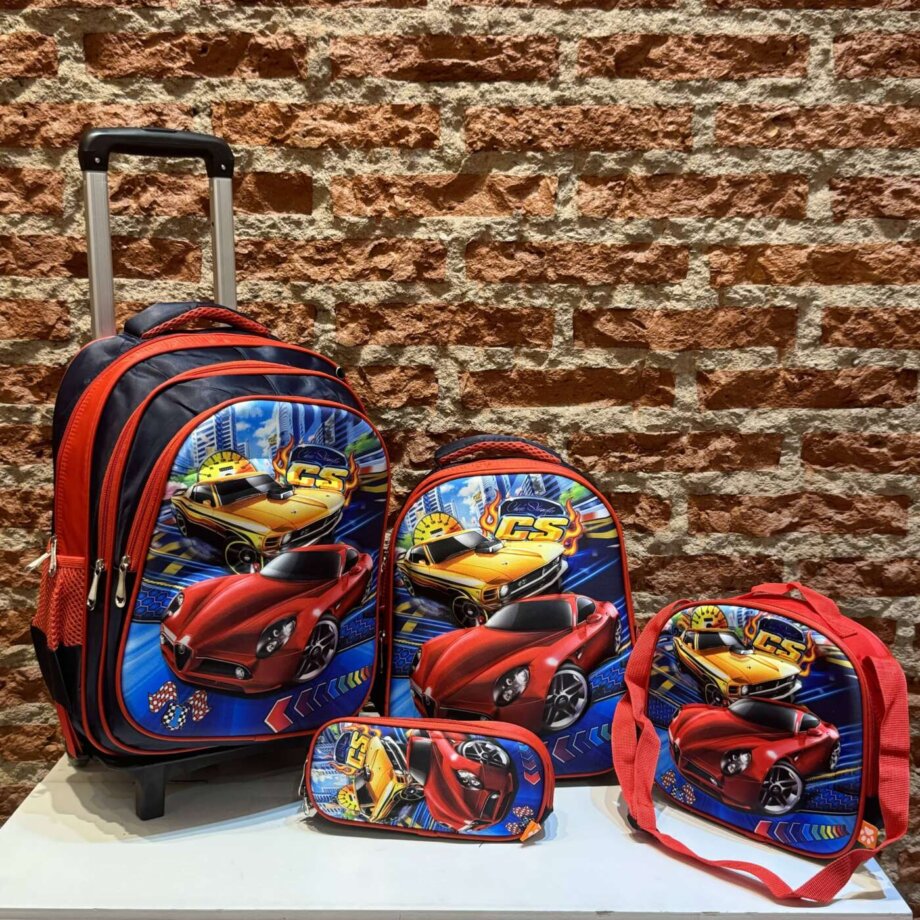Set de Mochila Magenta "Auto" 4 piezas