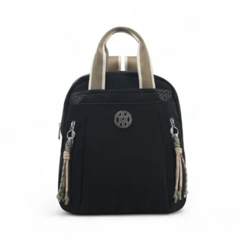 Mochila Amayra microfibra negra.