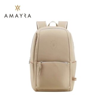 Mochila Amayra porta notebook eco cuero camel.