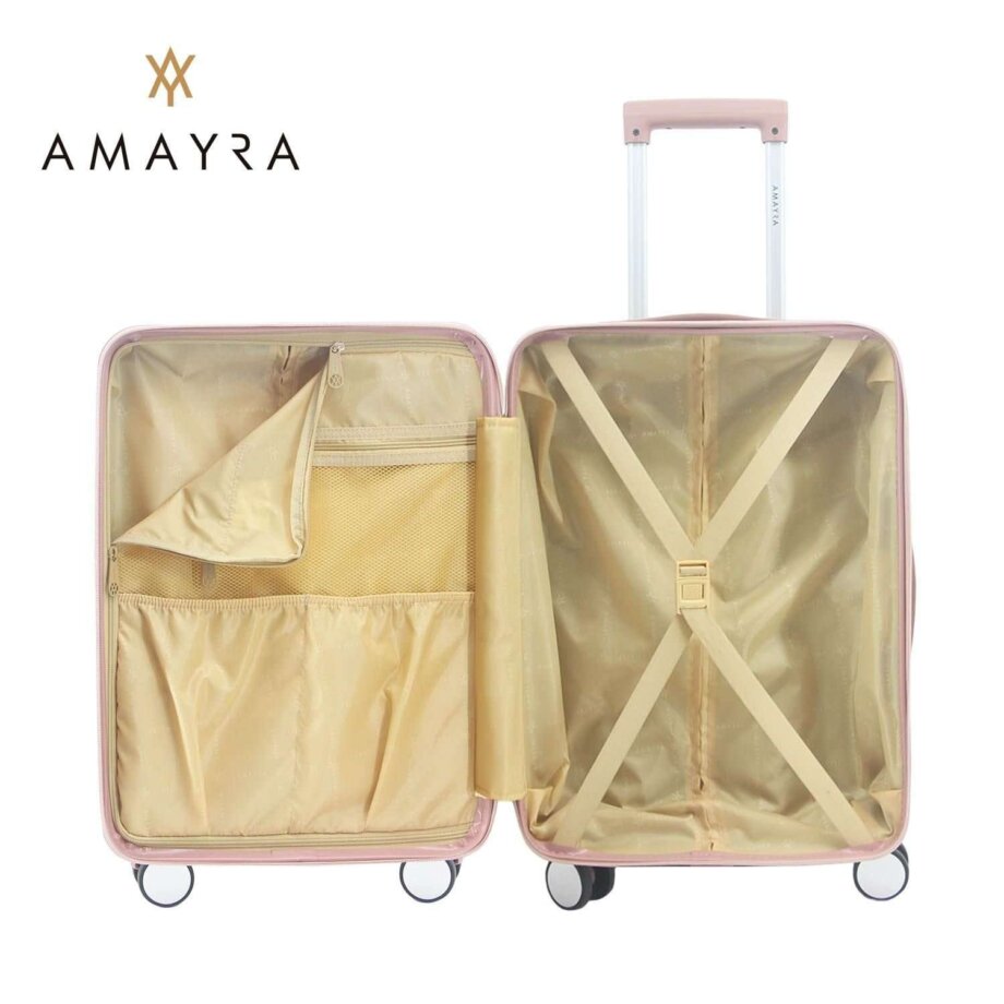Valija Amayra 20" carry-on rosa dorado c/porta notebook.