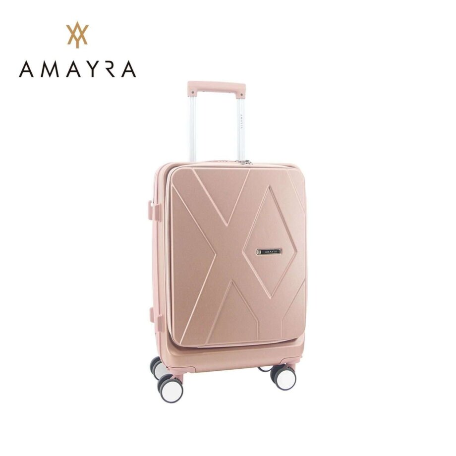 Valija Amayra 20" carry-on rosa dorado c/porta notebook.