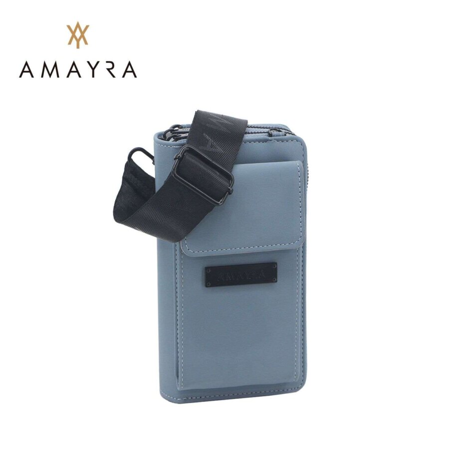 Cartera Amayra porta celular dos divisiones azul..