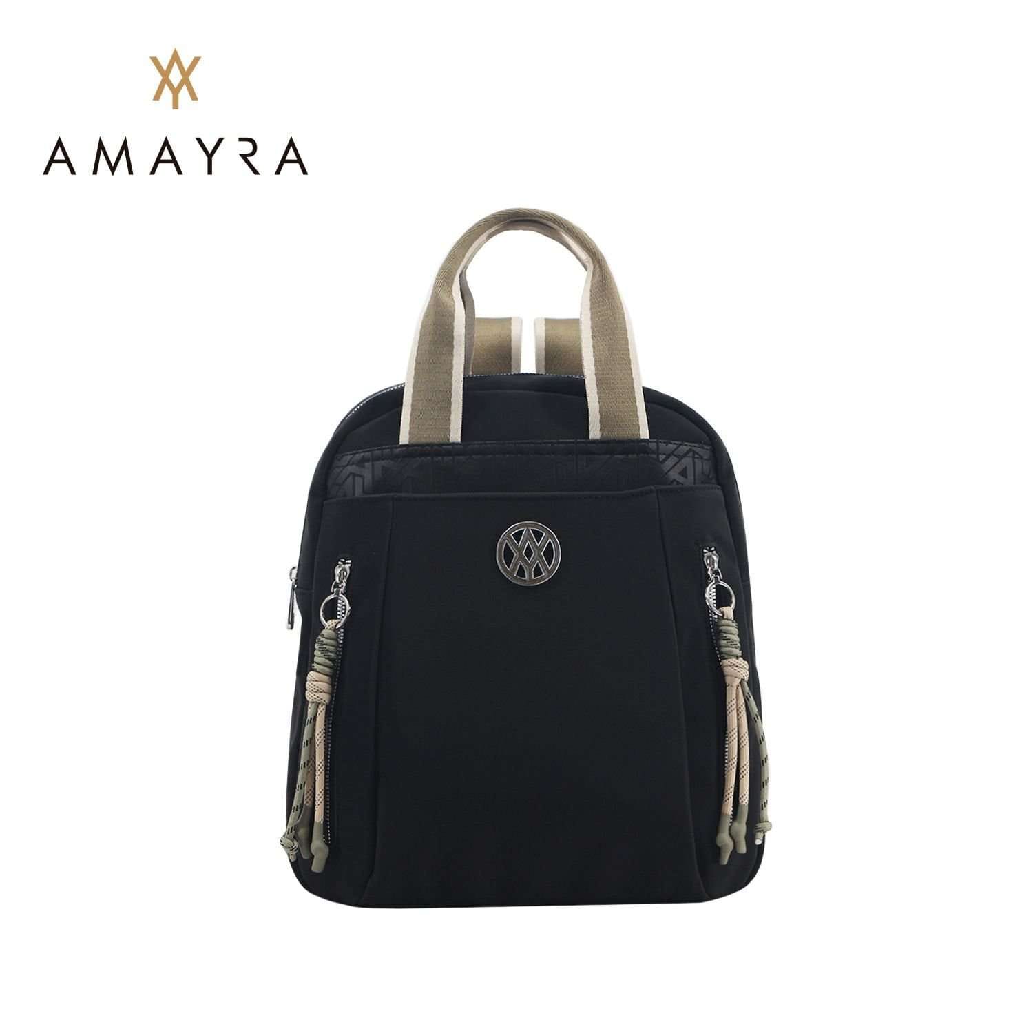 Mochila Amayra microfibra negra.