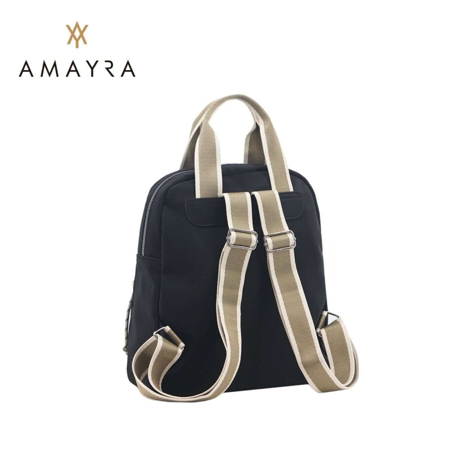 Mochila Amayra microfibra negra.