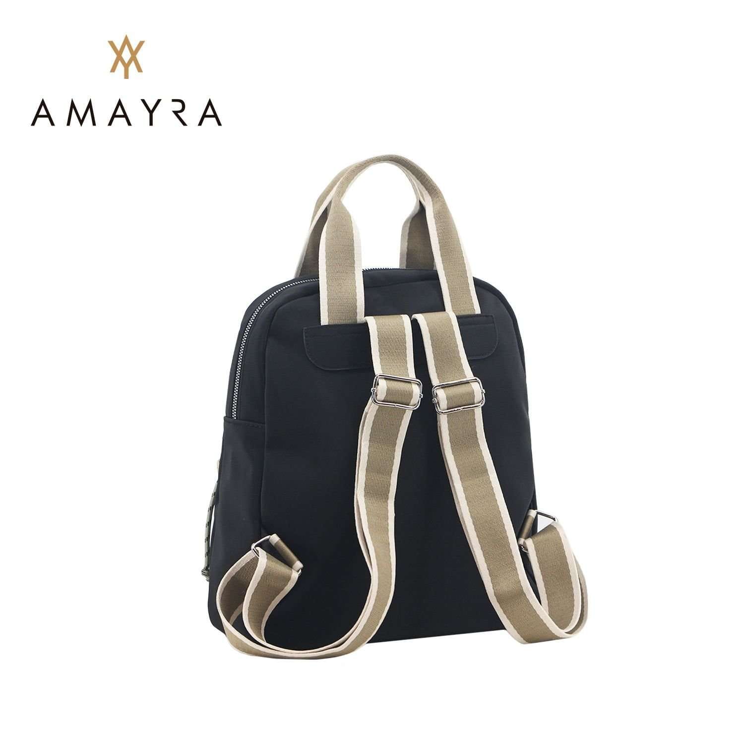 Mochila Amayra microfibra negra.