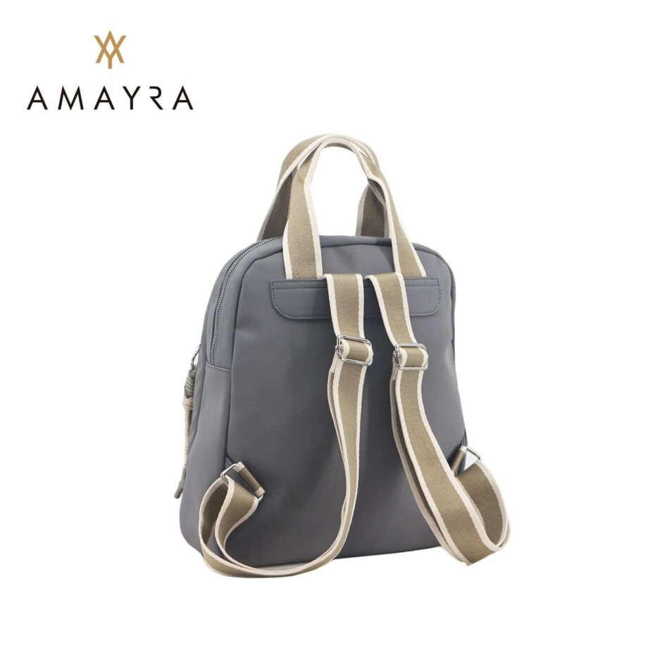Mochila Amayra microfibra gris.