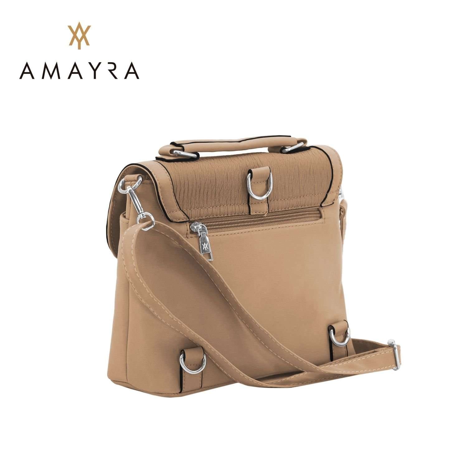Cartera Amayra con opción a mochila camel.