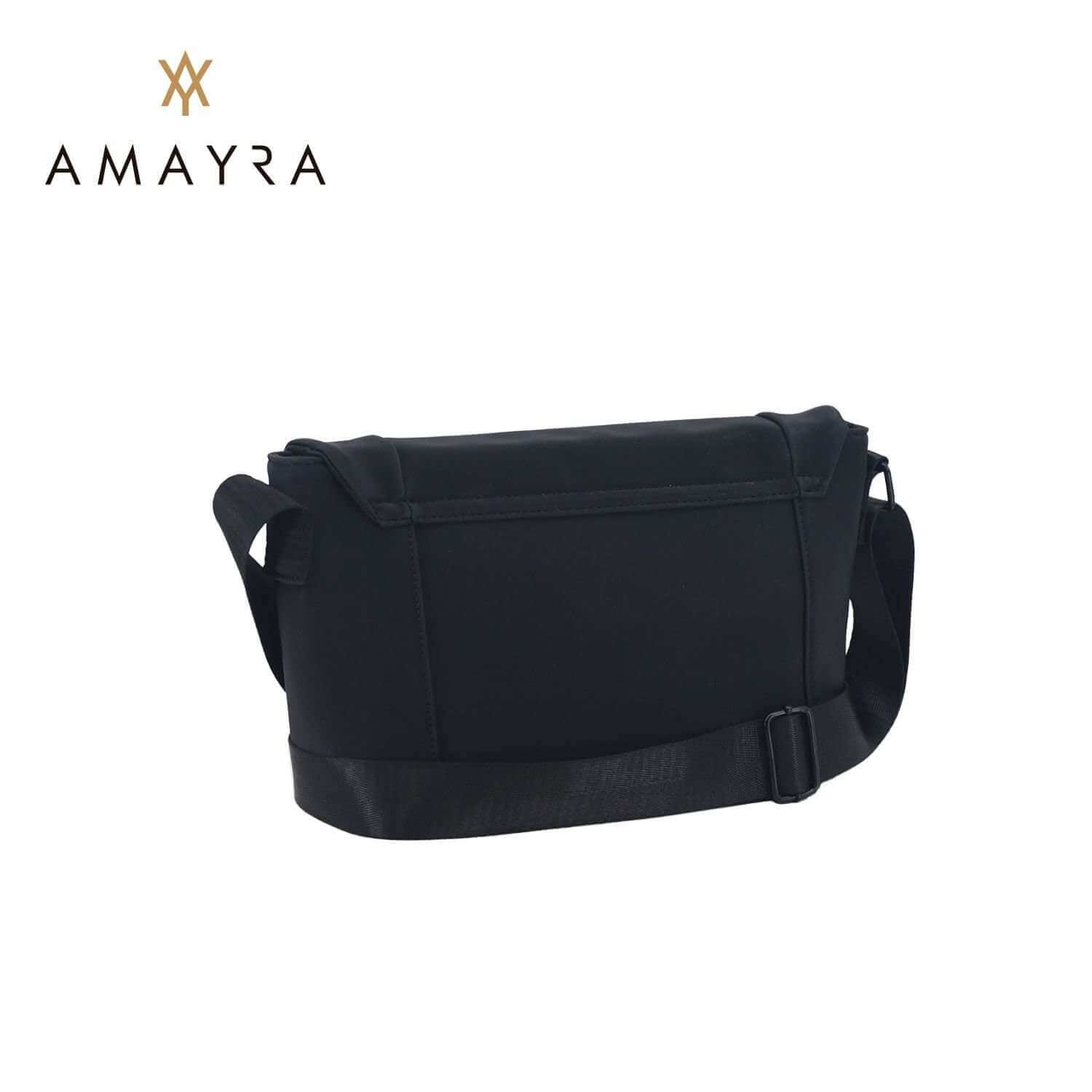 Cartera Amayra bandolera microfibra negra.
