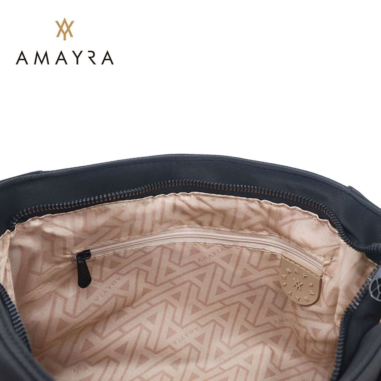 Cartera Amayra bandolera microfibra negra.