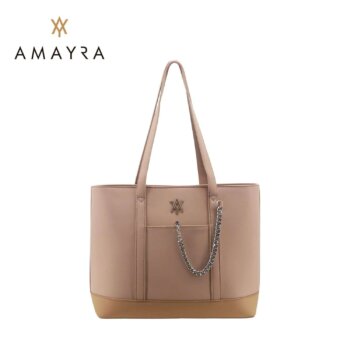 Cartera Amayra tipo tote color camel.