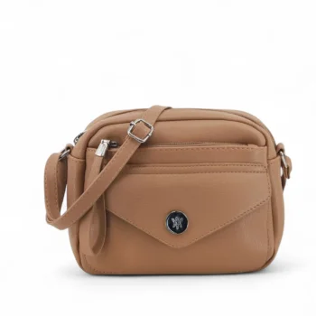 Cartera Amayra bandolera chica camel.
