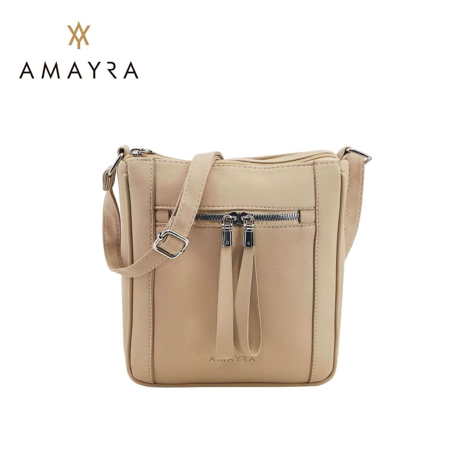 Cartera Amayra bandolera con dos divisiones crema.