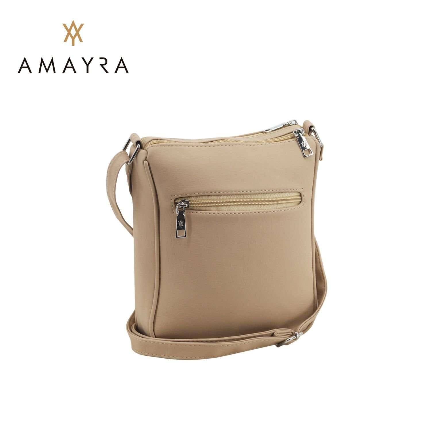 Cartera Amayra bandolera con dos divisiones crema.