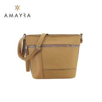 Cartera Amayra bandolera mediana camel.