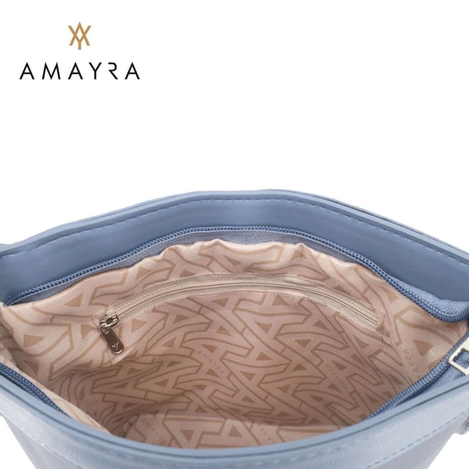 Cartera Amayra bandolera eco cuero azul.