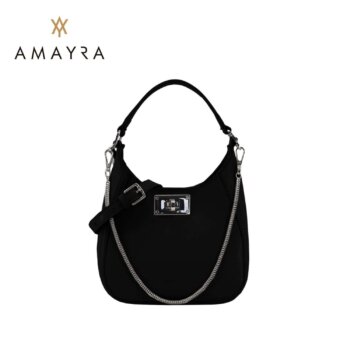 Cartera Amayra bandolera negra chica con cadena.