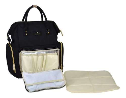 Mochila Amayra maternal boca de pez negra.