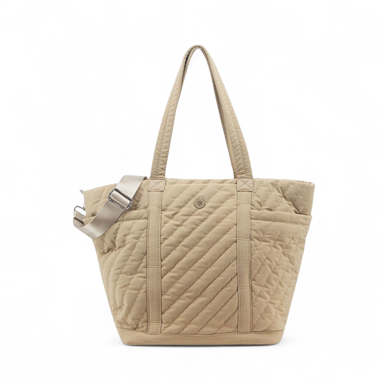 Cartera Amayra tipo bolso microfibra camel.