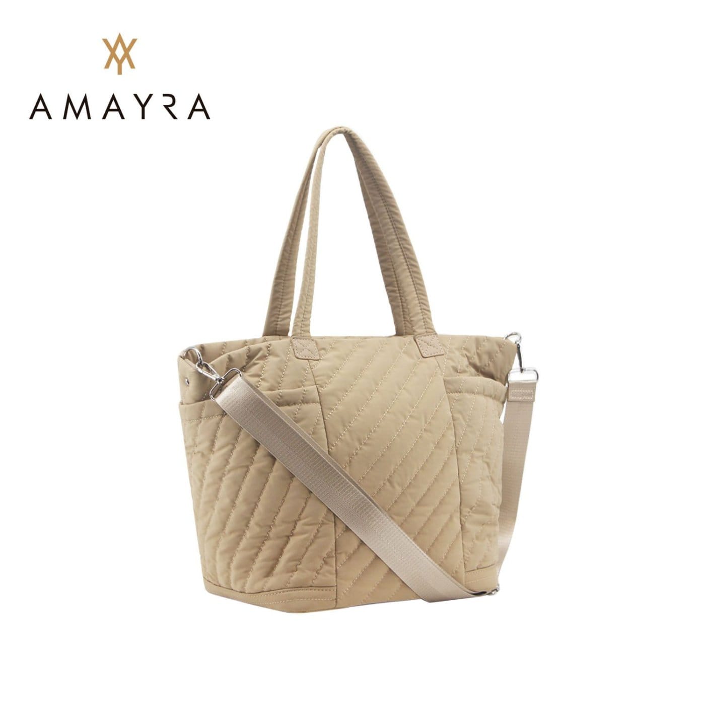 Cartera Amayra tipo bolso microfibra camel.