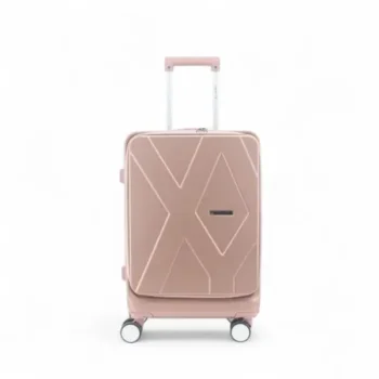 Valija Amayra 20" carry-on rosa dorado c/porta notebook.