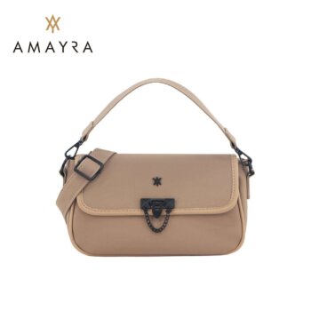 Cartera Amayra bandolera microfibra camel.