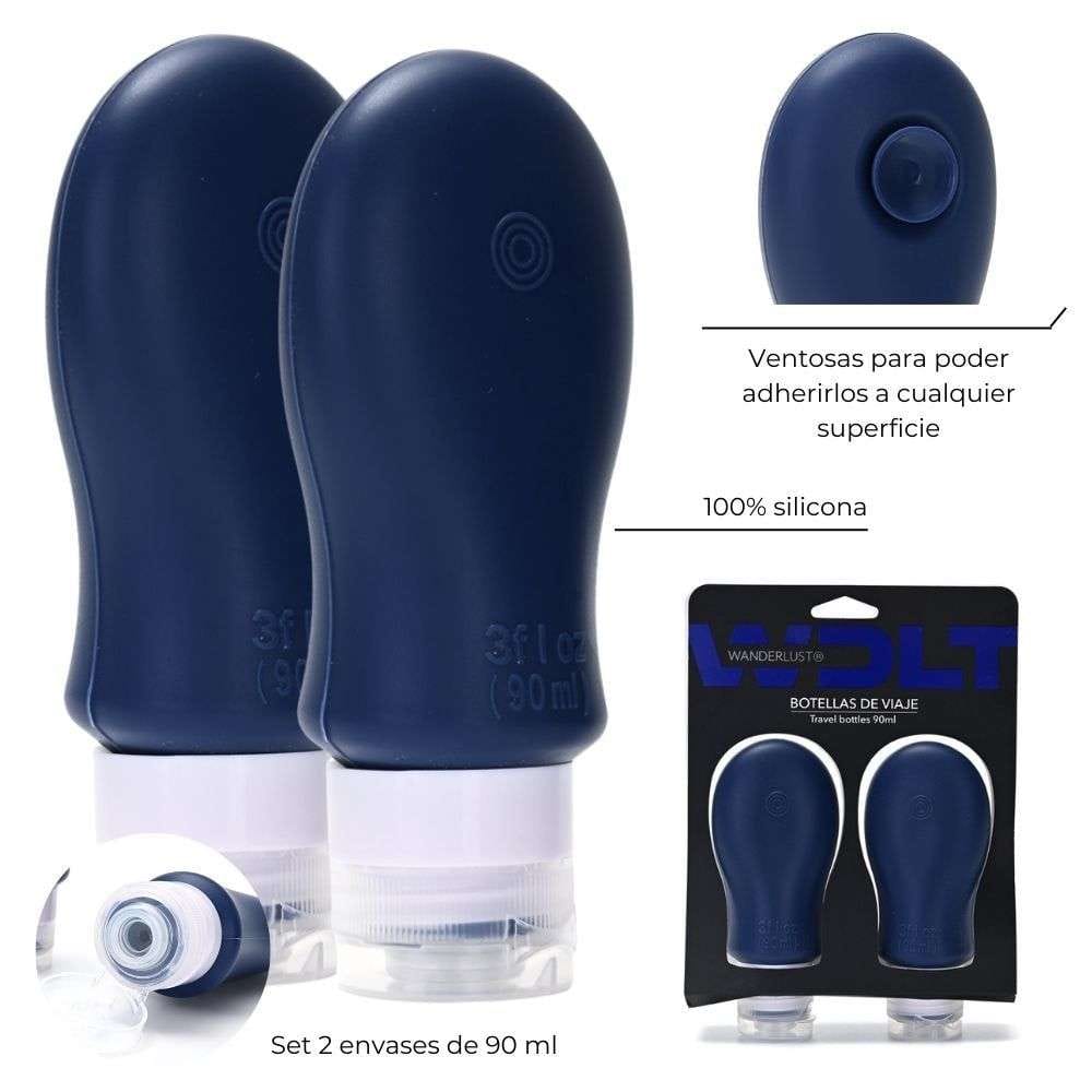Set de envase p/viaje Wanderlust azul x 2.