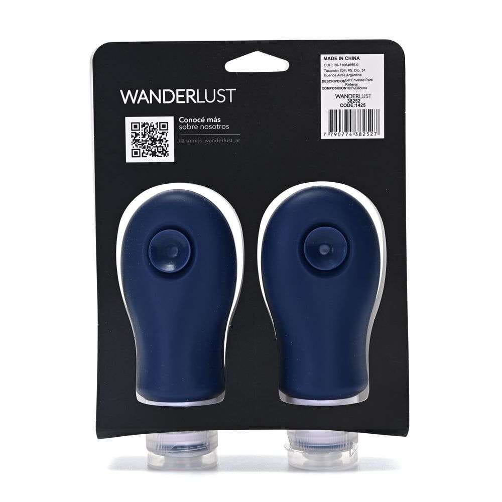 Set de envase p/viaje Wanderlust azul x 2.