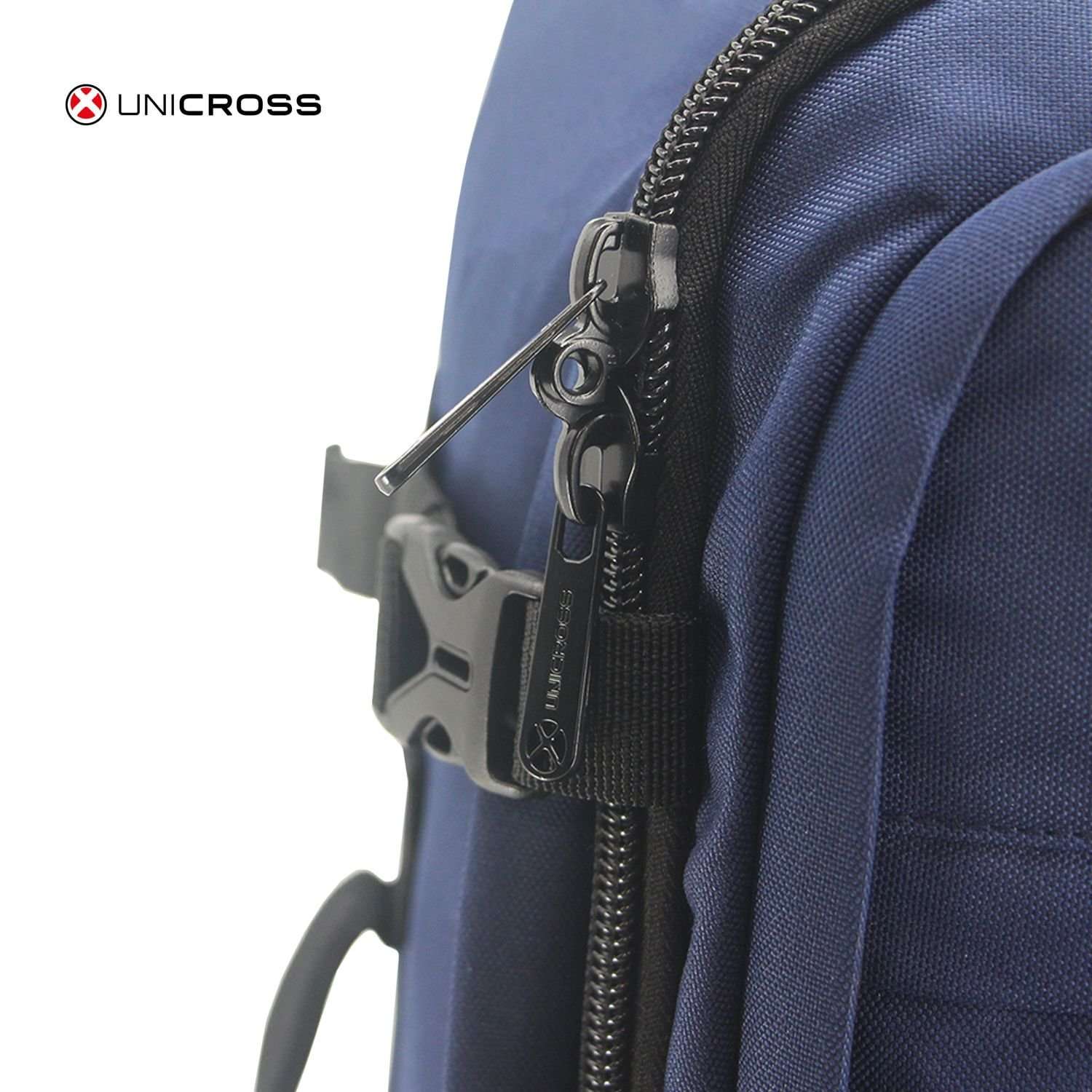 Mochila Unicross p/viaje porta notebook 19" azul.