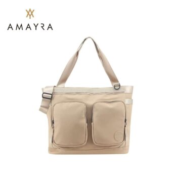 Cartera bolso Amayra eco cuero crema.