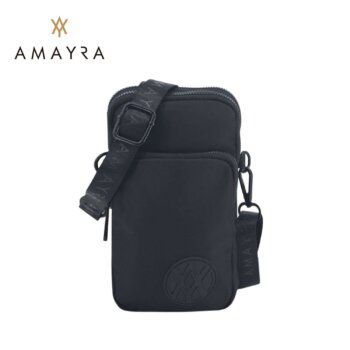 Cartera Amayra porta celular microfibra negro.