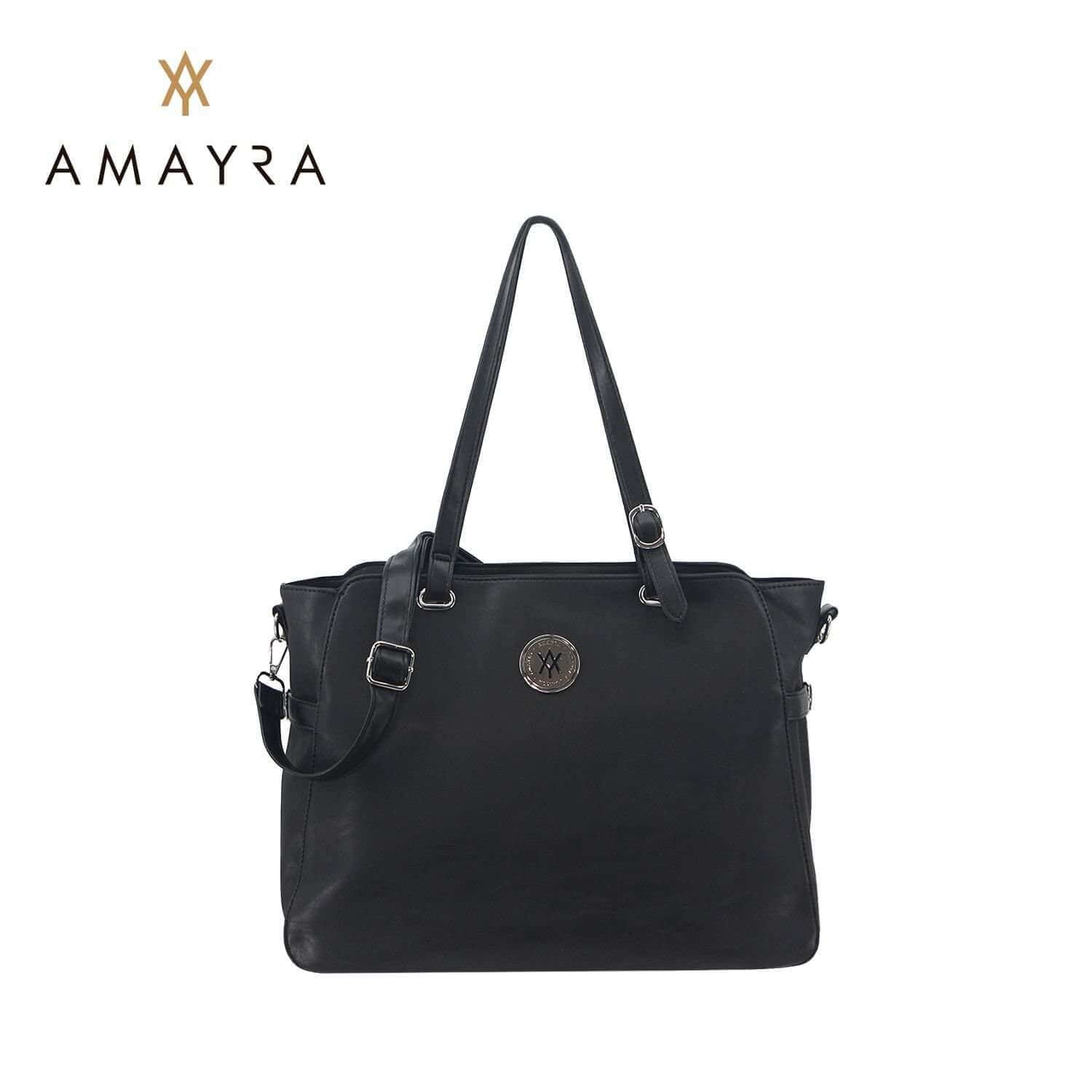 Cartera bolso Amayra eco cuero negro.