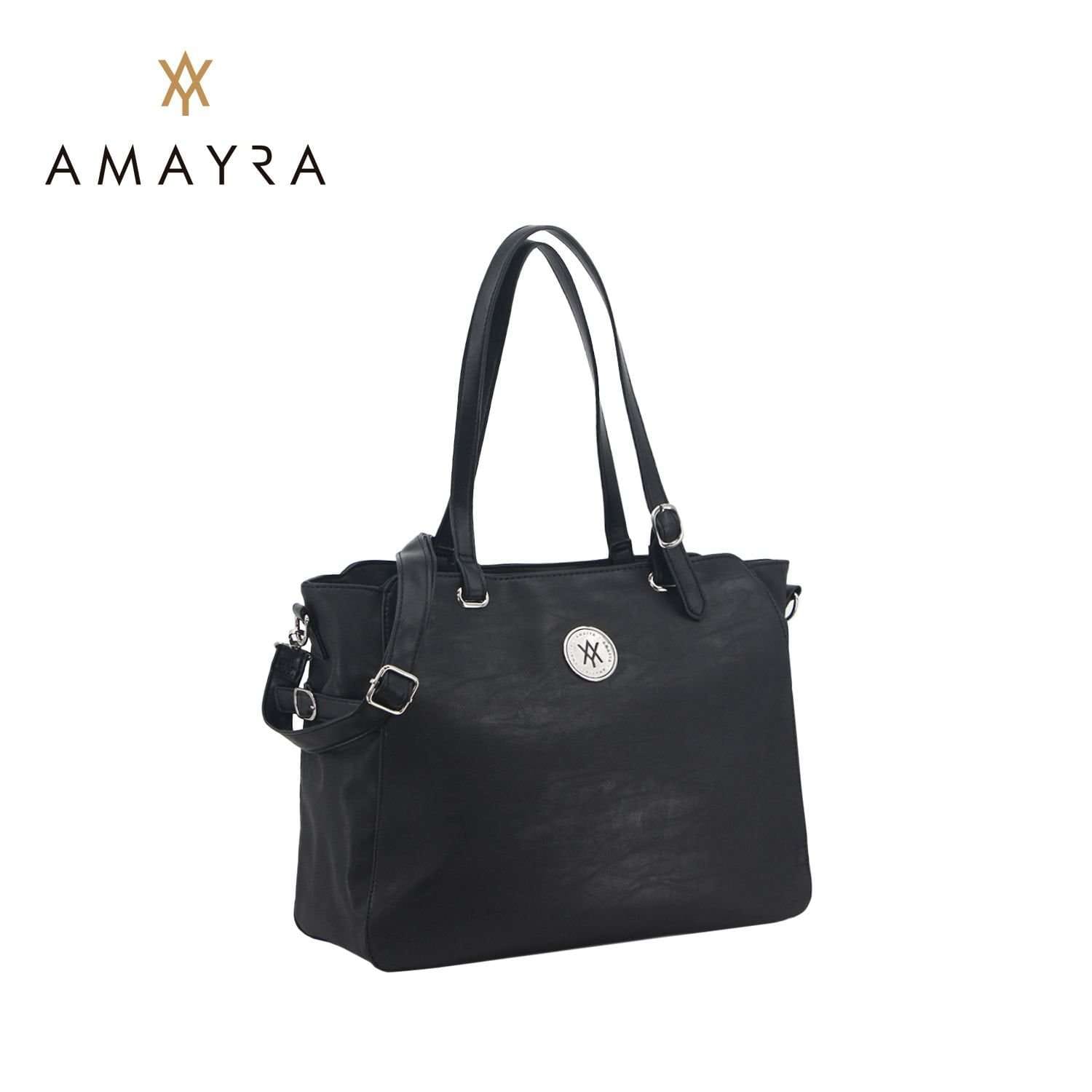 Cartera bolso Amayra eco cuero negro.