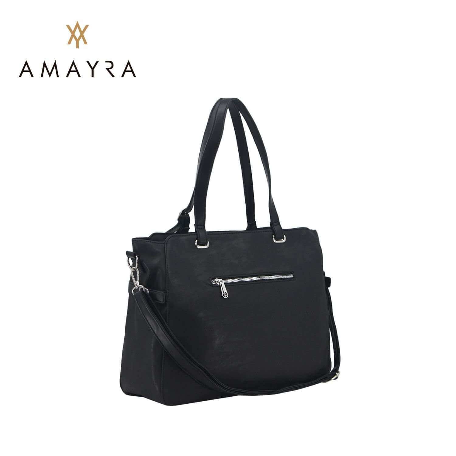 Cartera bolso Amayra eco cuero negro.