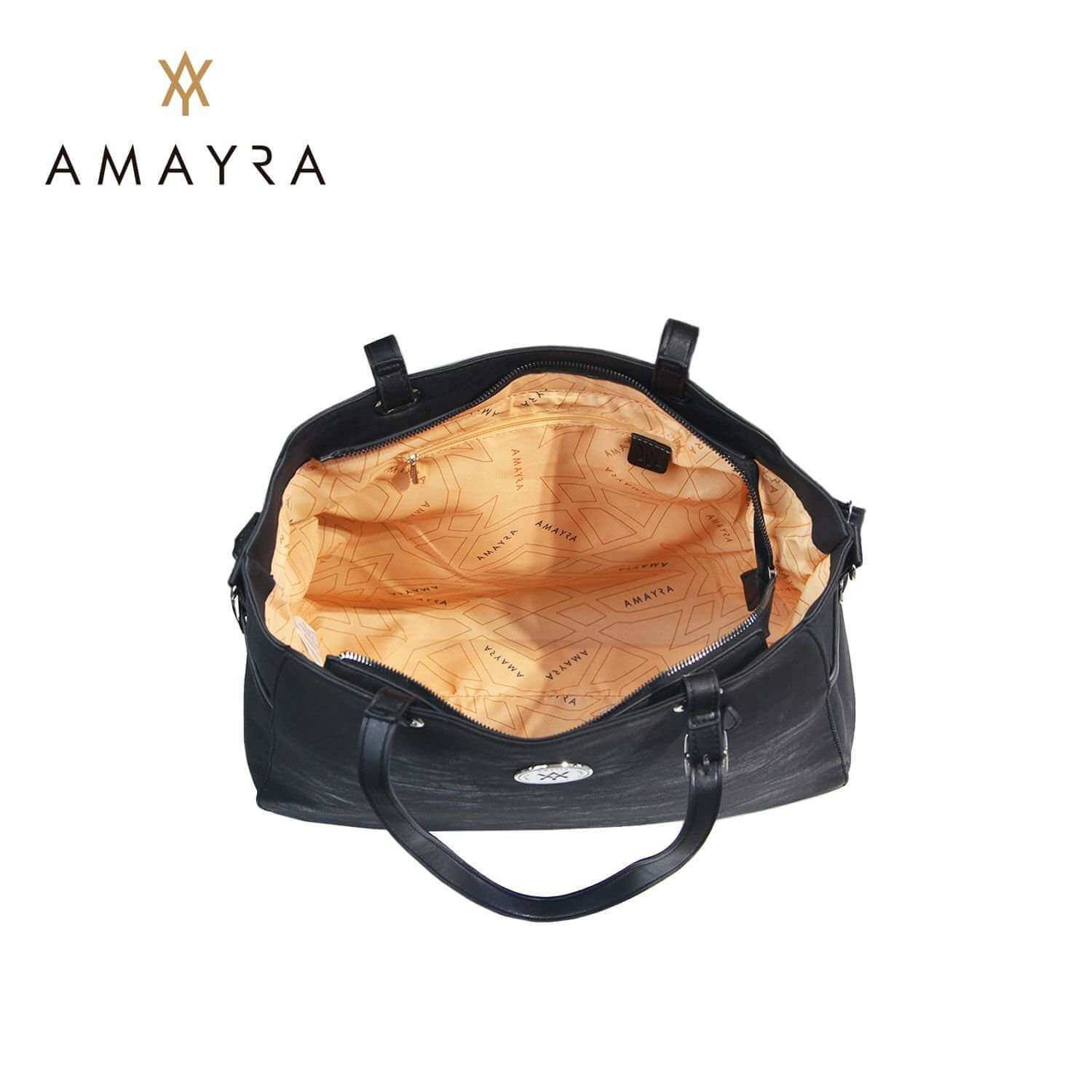 Cartera bolso Amayra eco cuero negro.