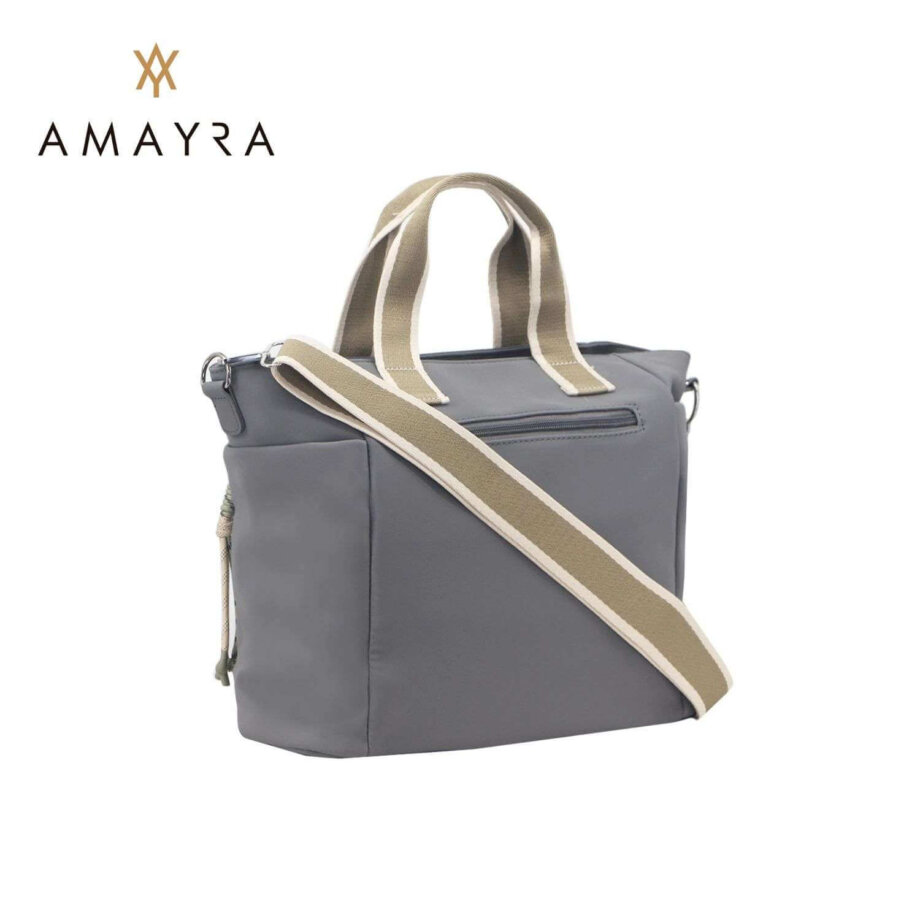 Cartera Amayra microfibra gris combinada.