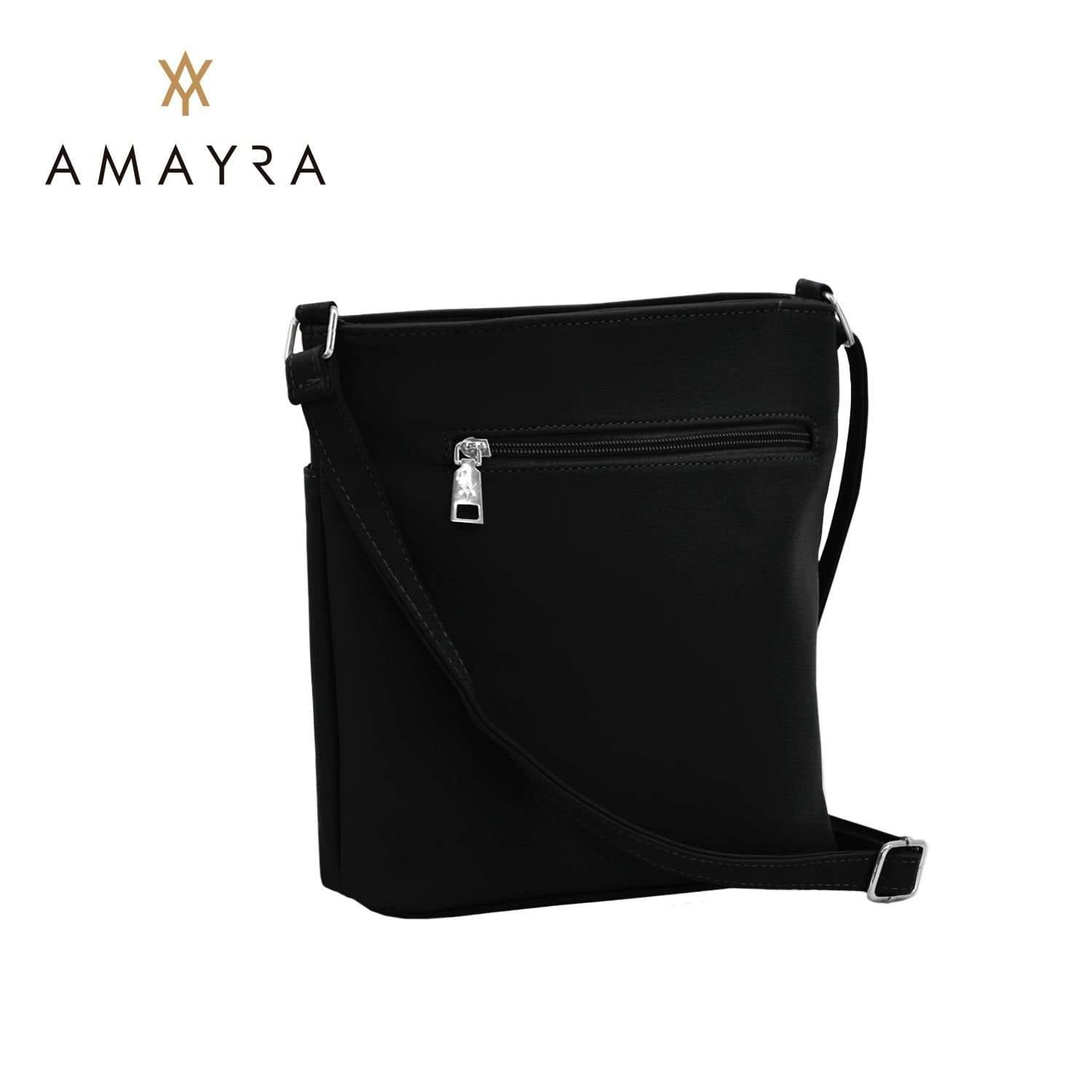 Cartrera Amayra bandolera microfibra negra.