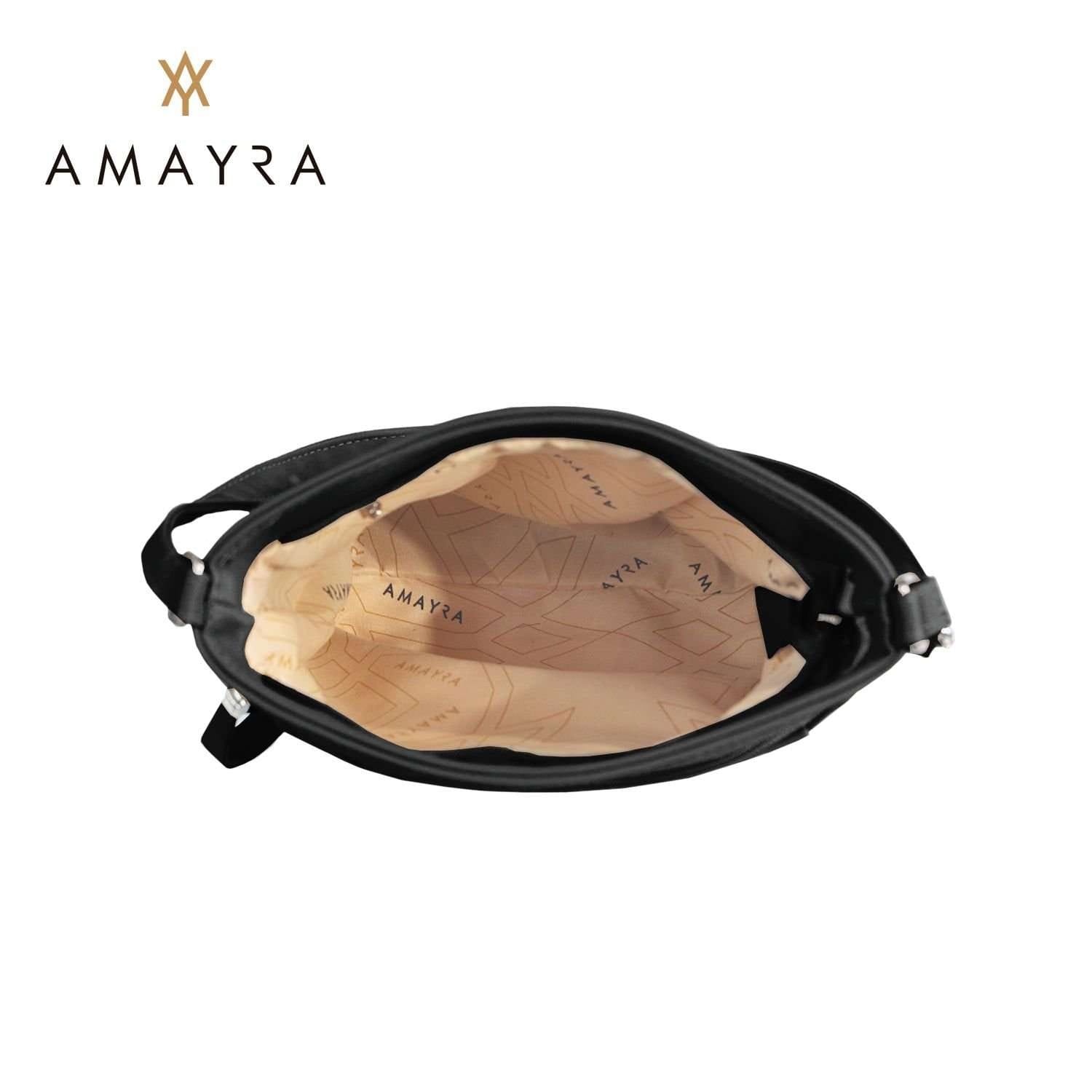 Cartrera Amayra bandolera microfibra negra.