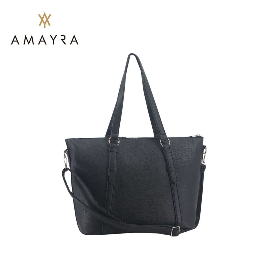 Cartera Amayra grande eco cuero negro.