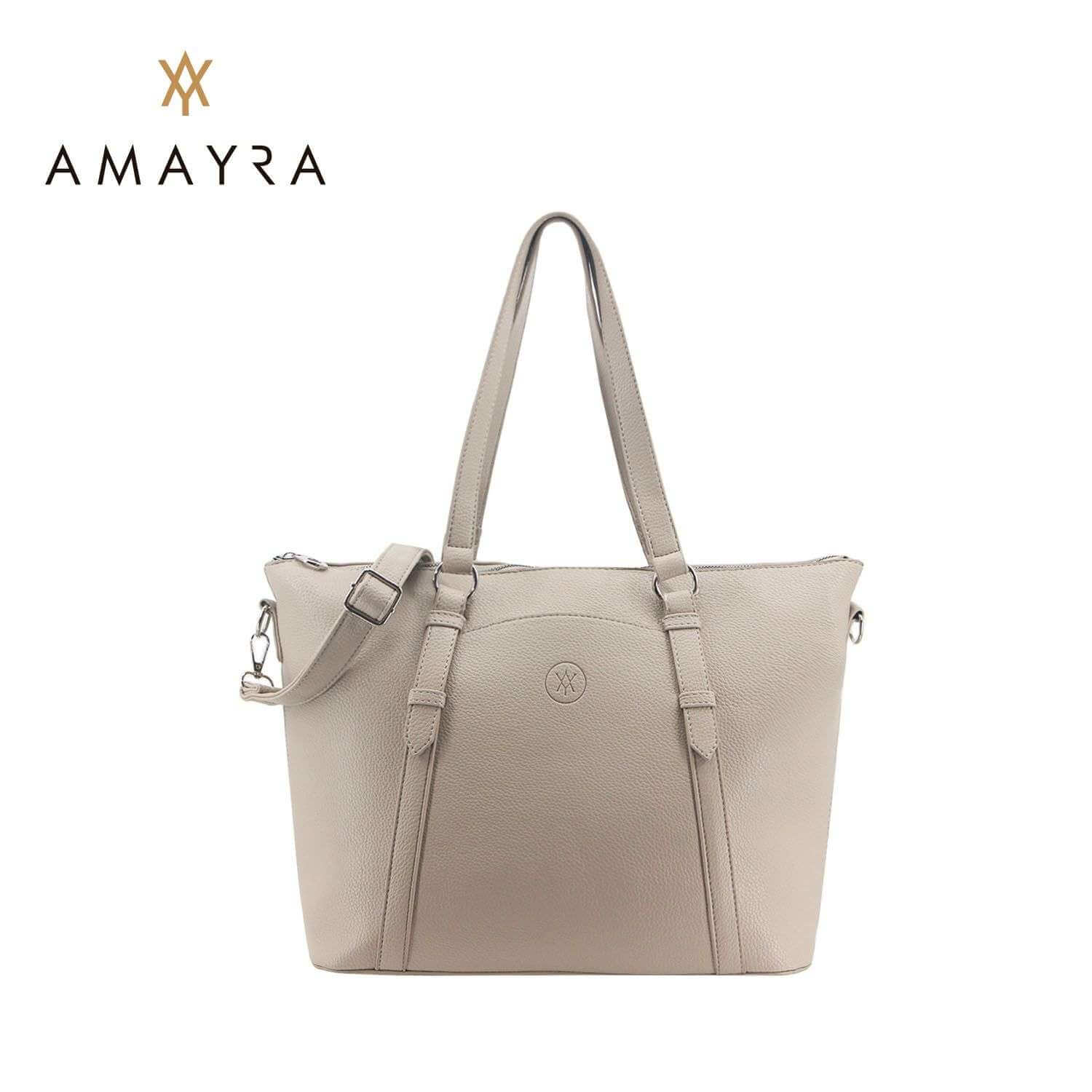 Cartera Amayra grande eco cuero gris.