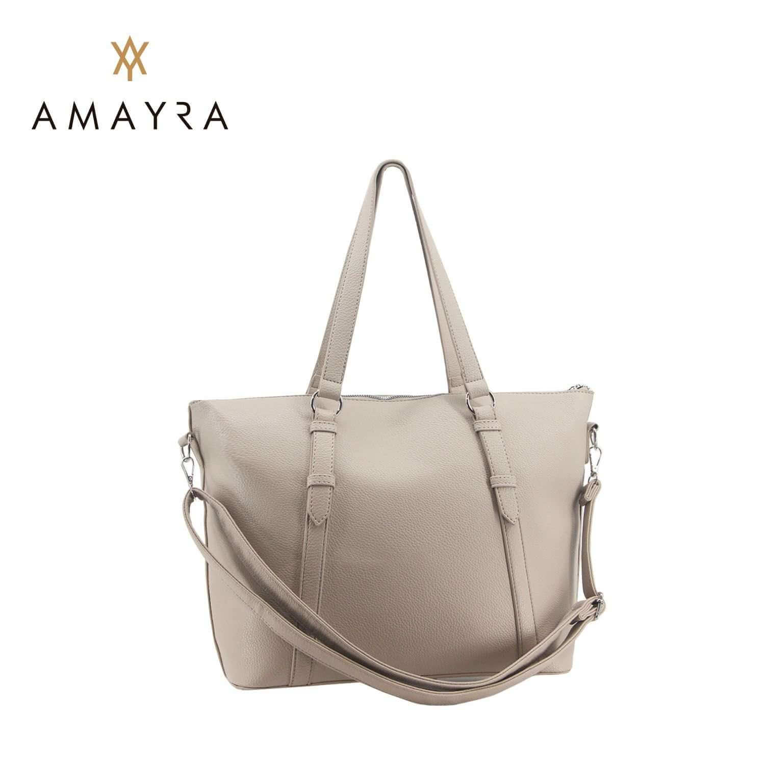 Cartera Amayra grande eco cuero gris.